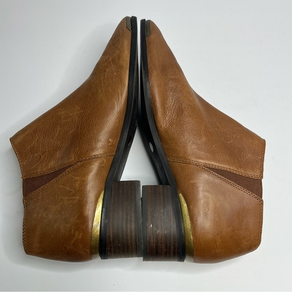 Lucky Brand Brown Leather Side Zip Ankle Boots Size 12 - Picture 5 of 13